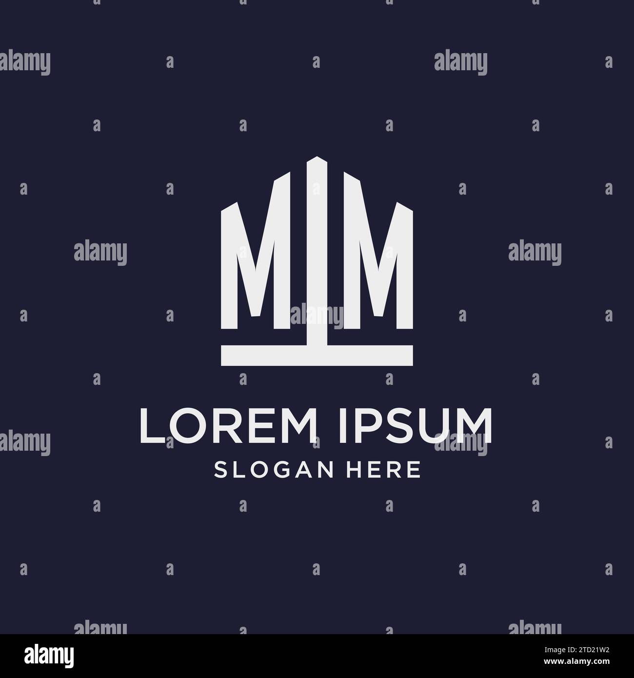 MM initial monogram logo design with pentagon shape style design ideas ...