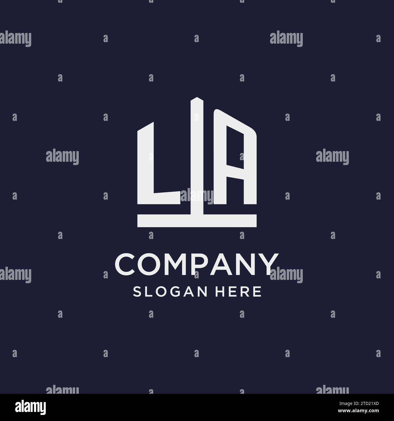LA initial monogram logo design with pentagon shape style design ideas ...