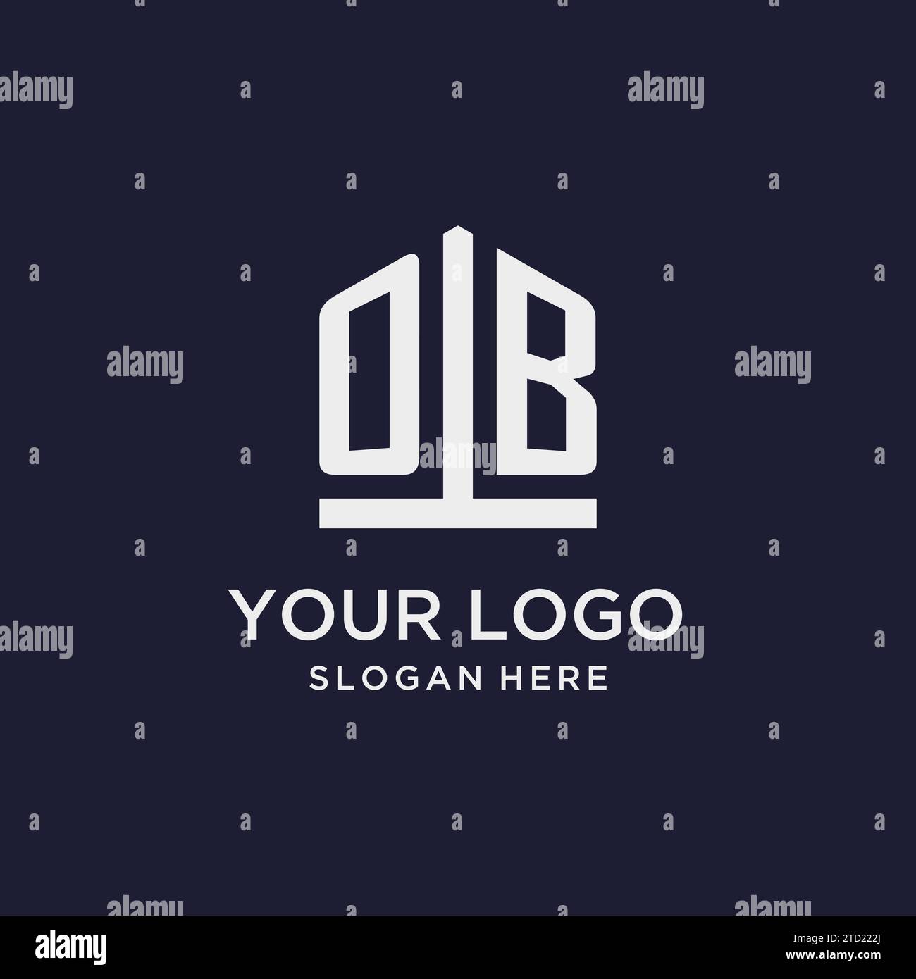 OB initial monogram logo design with pentagon shape style design ideas ...