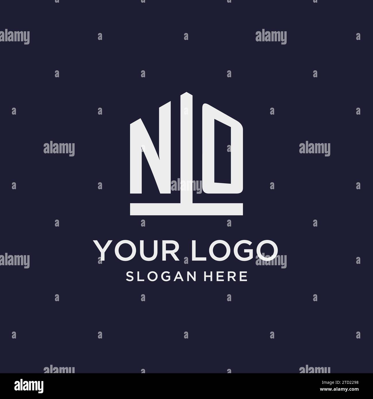 NO initial monogram logo design with pentagon shape style design ideas Stock Vector