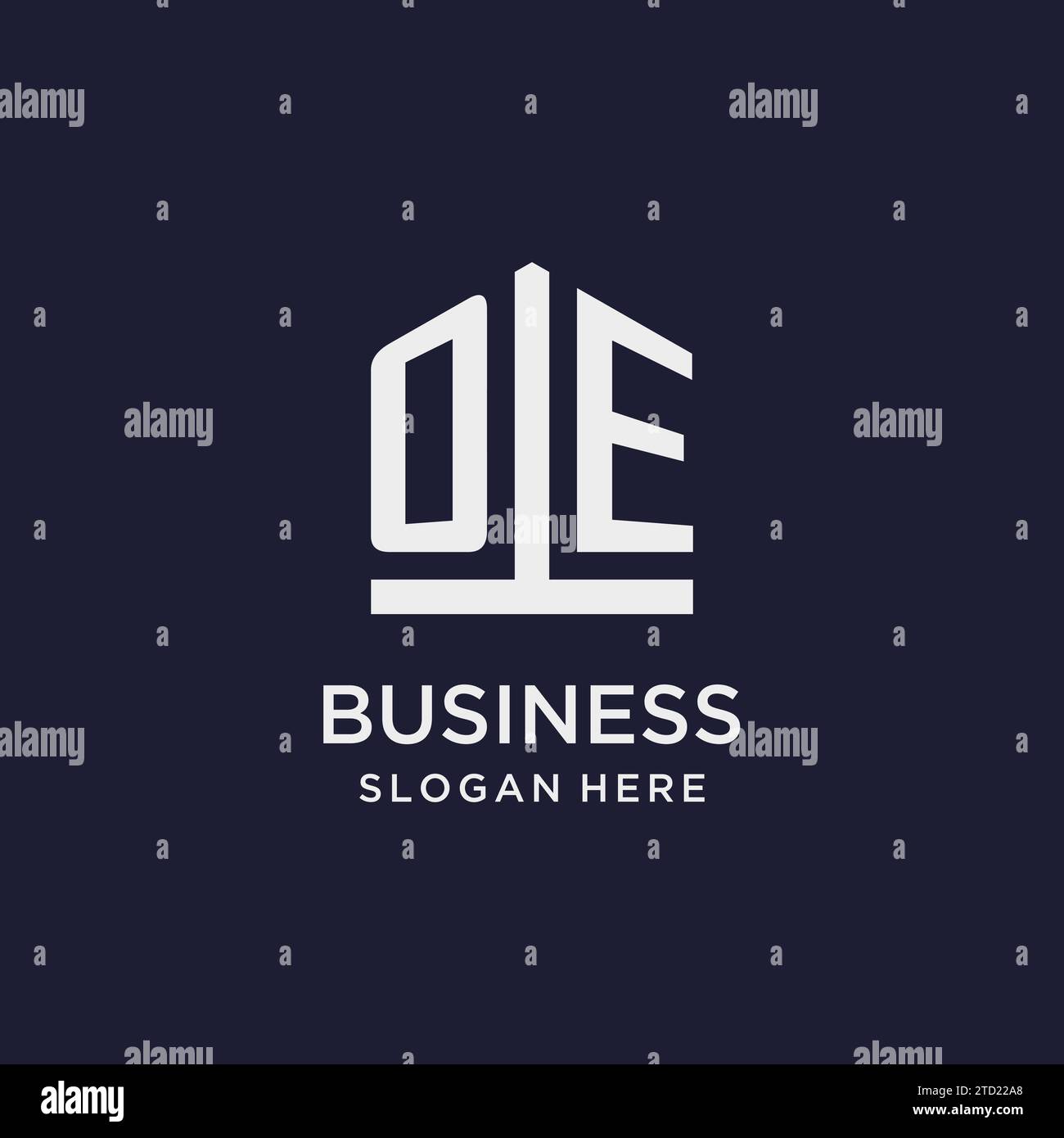 OE initial monogram logo design with pentagon shape style design ideas Stock Vector