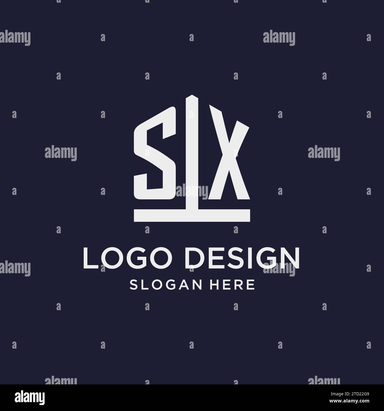SX initial monogram logo design with pentagon shape style design ideas ...