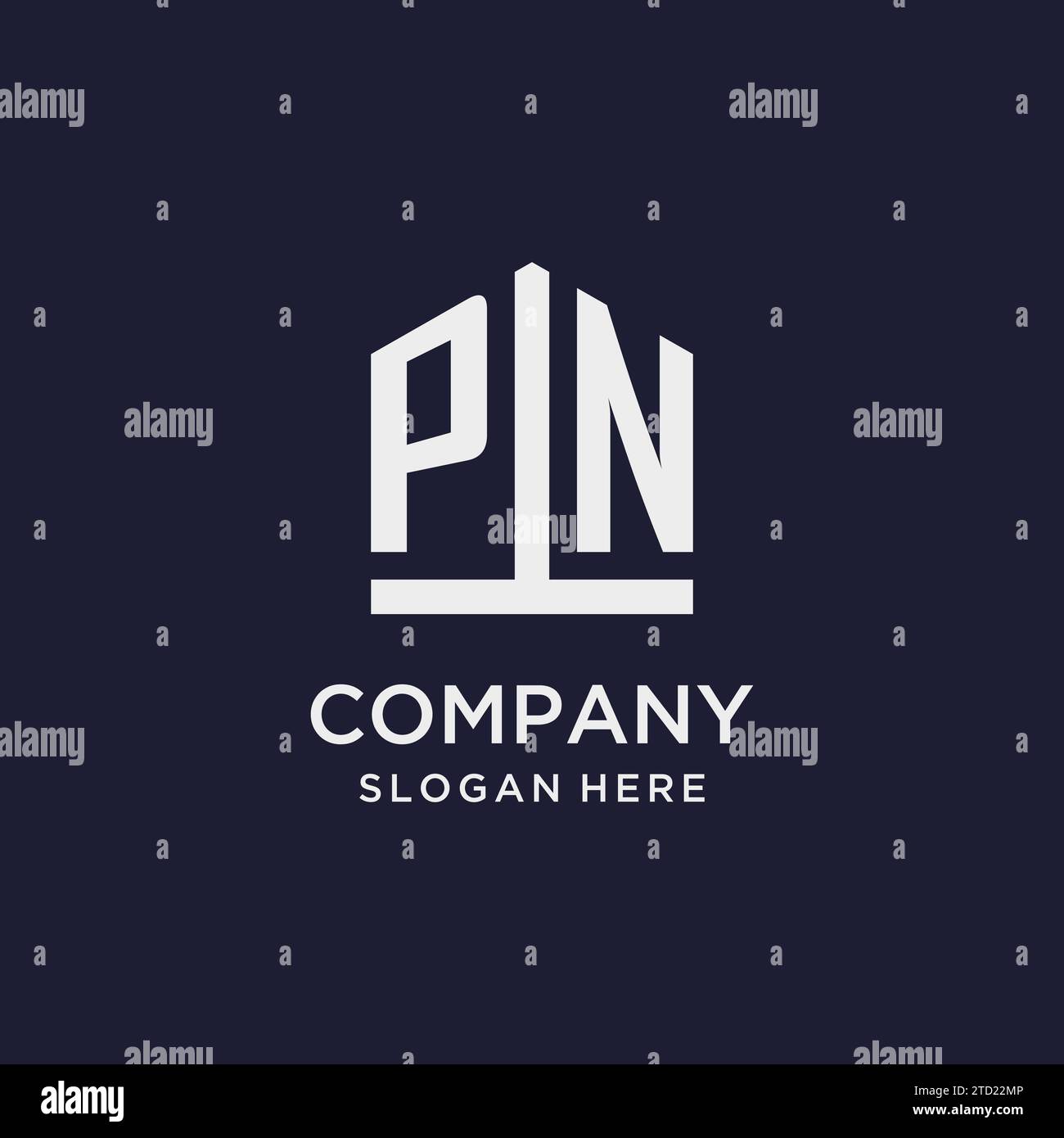 PN initial monogram logo design with pentagon shape style design ideas Stock Vector