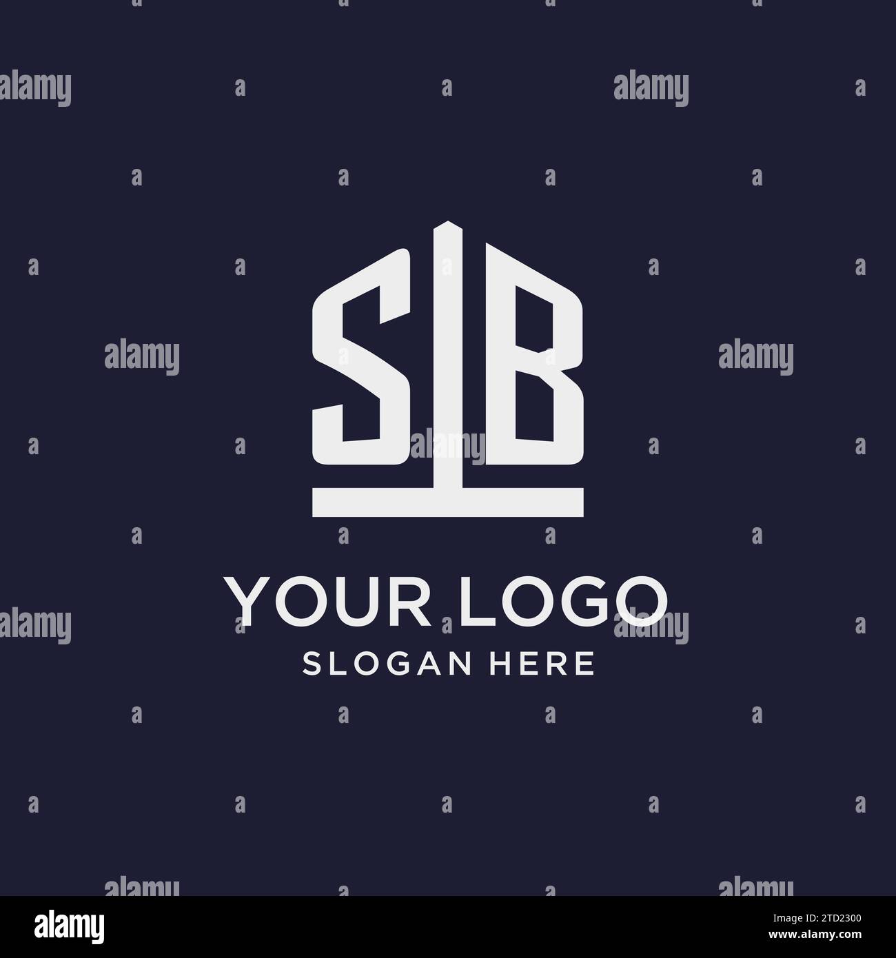 SB initial monogram logo design with pentagon shape style design ideas Stock Vector