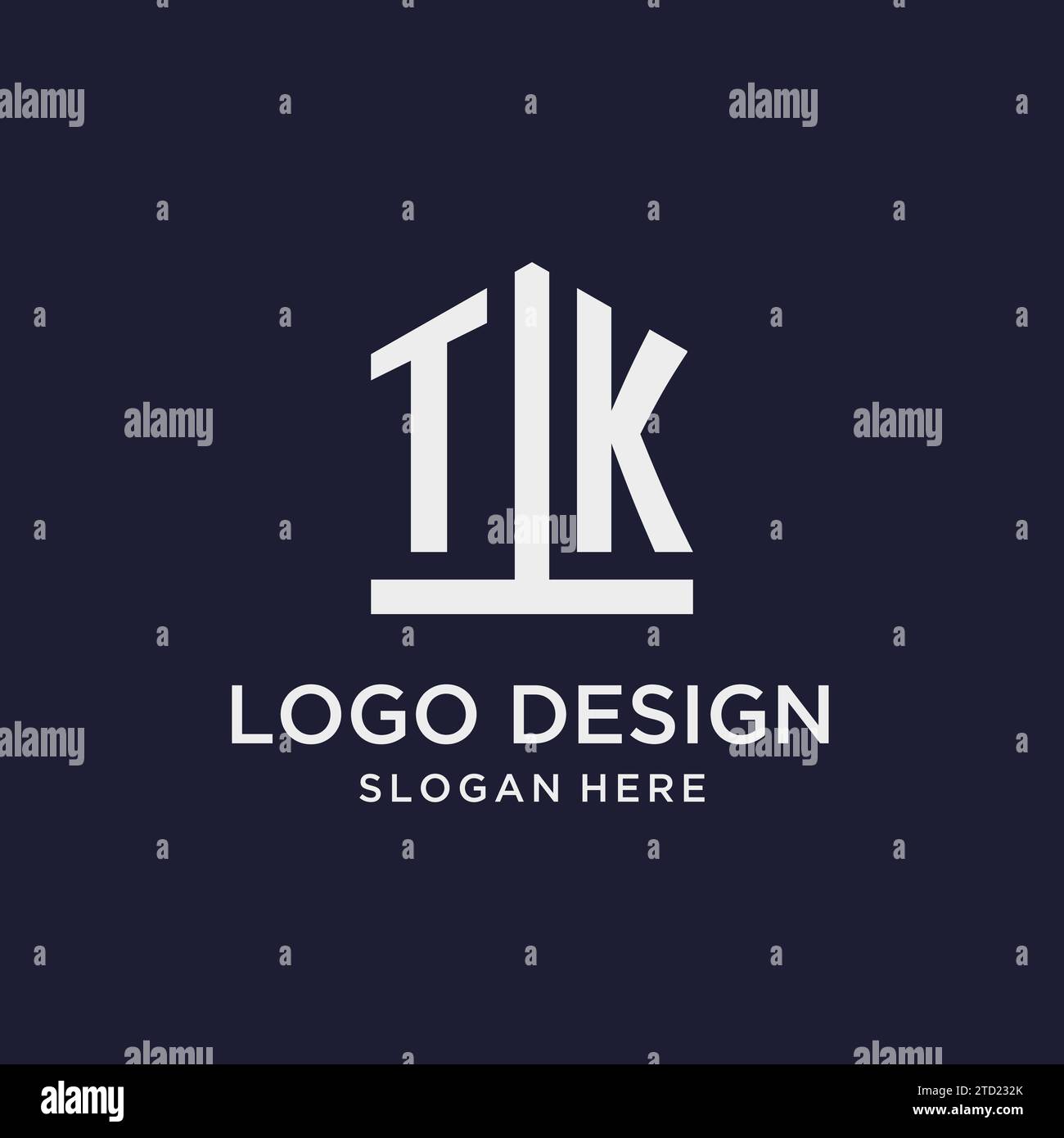 TK initial monogram logo design with pentagon shape style design ideas Stock Vector
