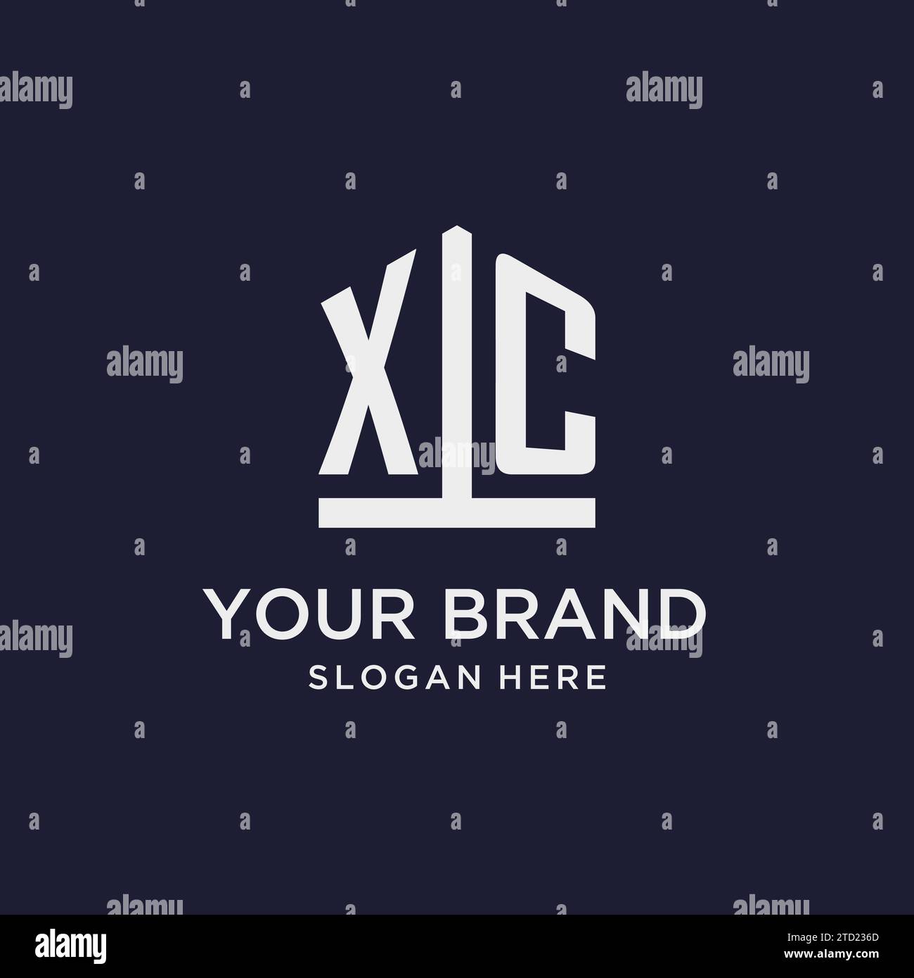 XC initial monogram logo design with pentagon shape style design ideas Stock Vector