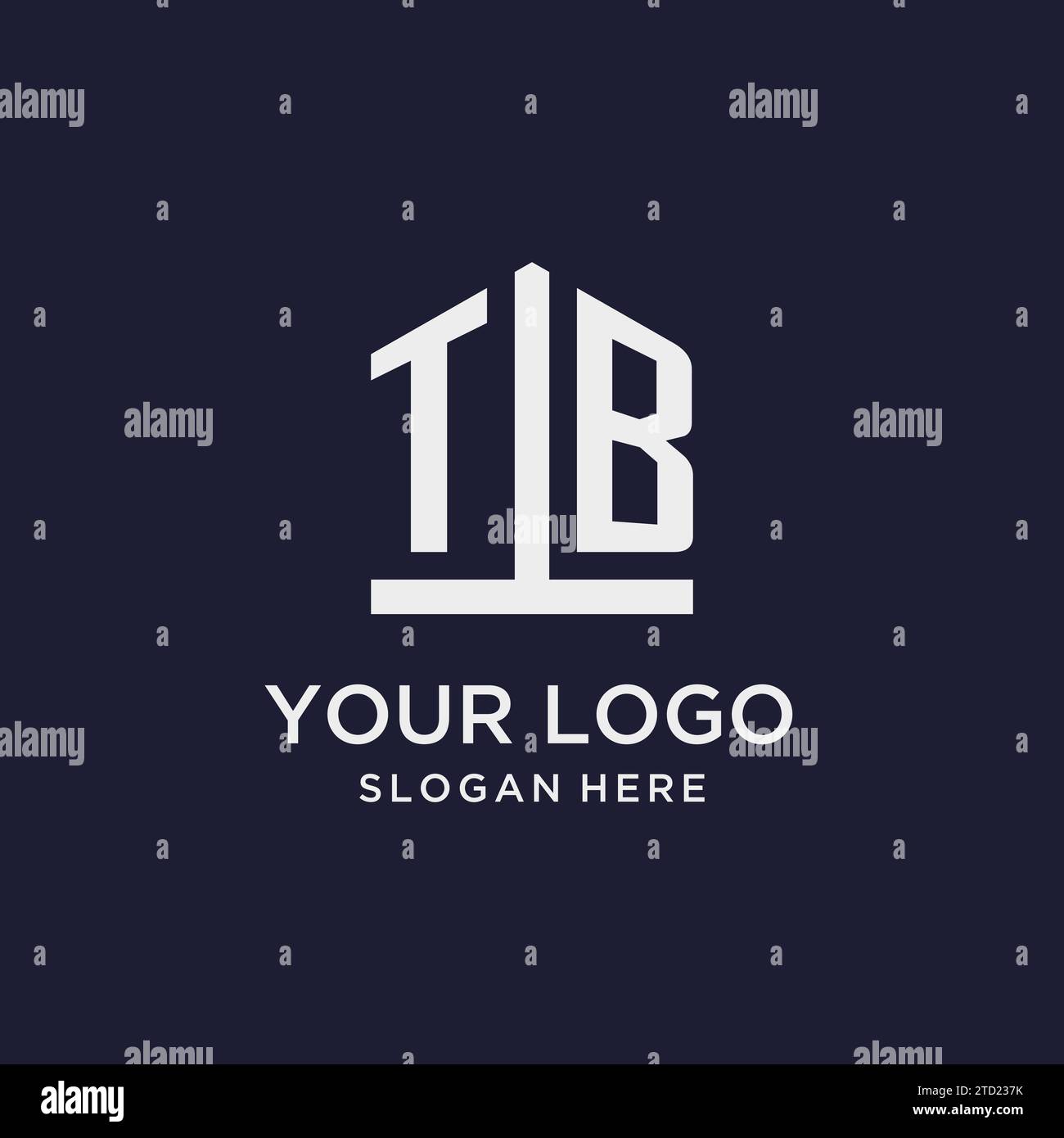 TB initial monogram logo design with pentagon shape style design ideas ...