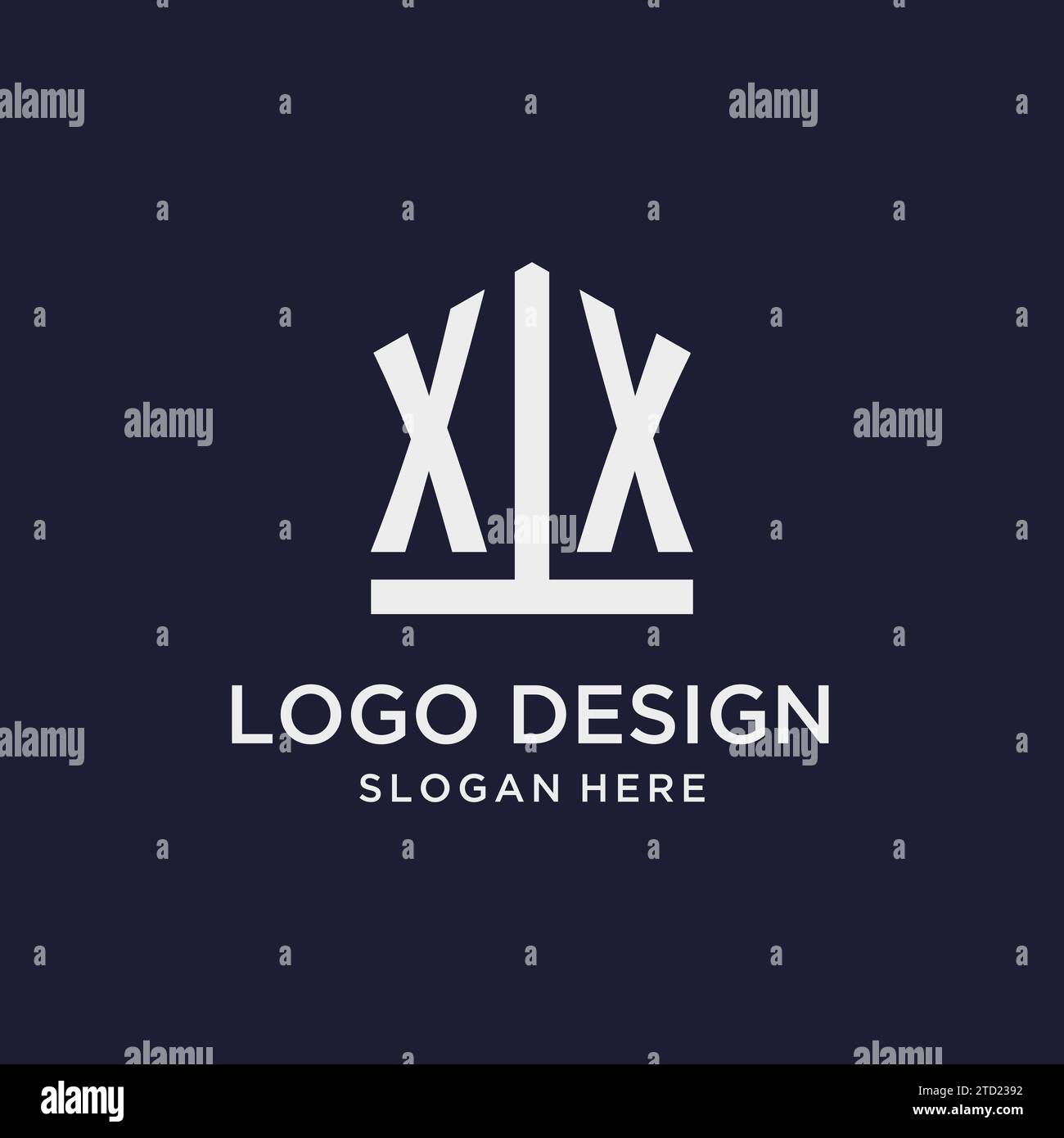 XX initial monogram logo design with pentagon shape style design ideas ...