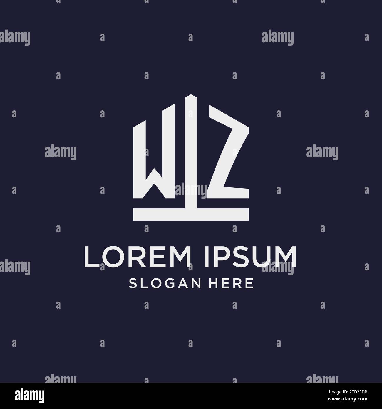 WZ initial monogram logo design with pentagon shape style design ideas ...