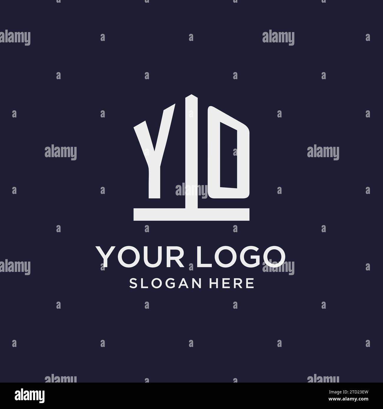 YO initial monogram logo design with pentagon shape style design ideas Stock Vector