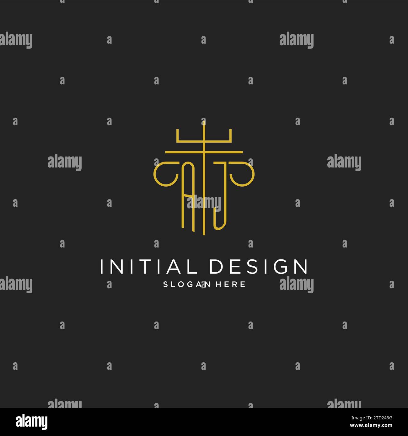 AJ initial with monoline pillar logo style, luxury monogram logo design ...