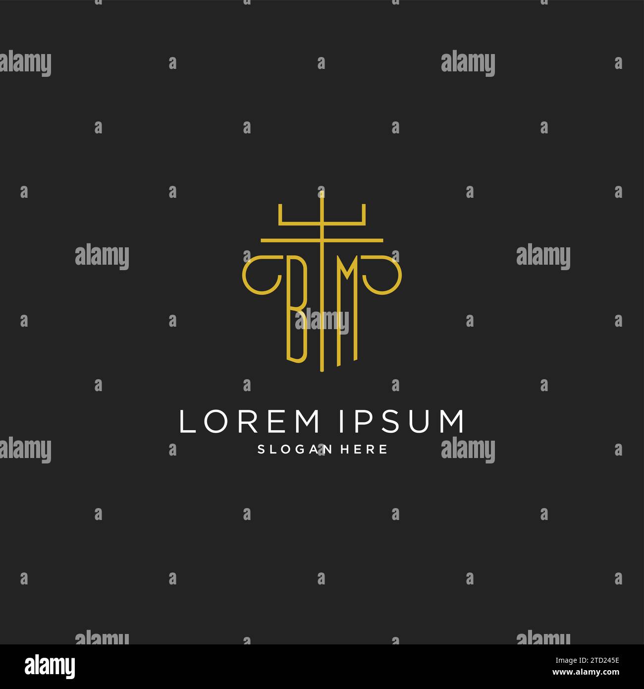 BM initial with monoline pillar logo style, luxury monogram logo design ...