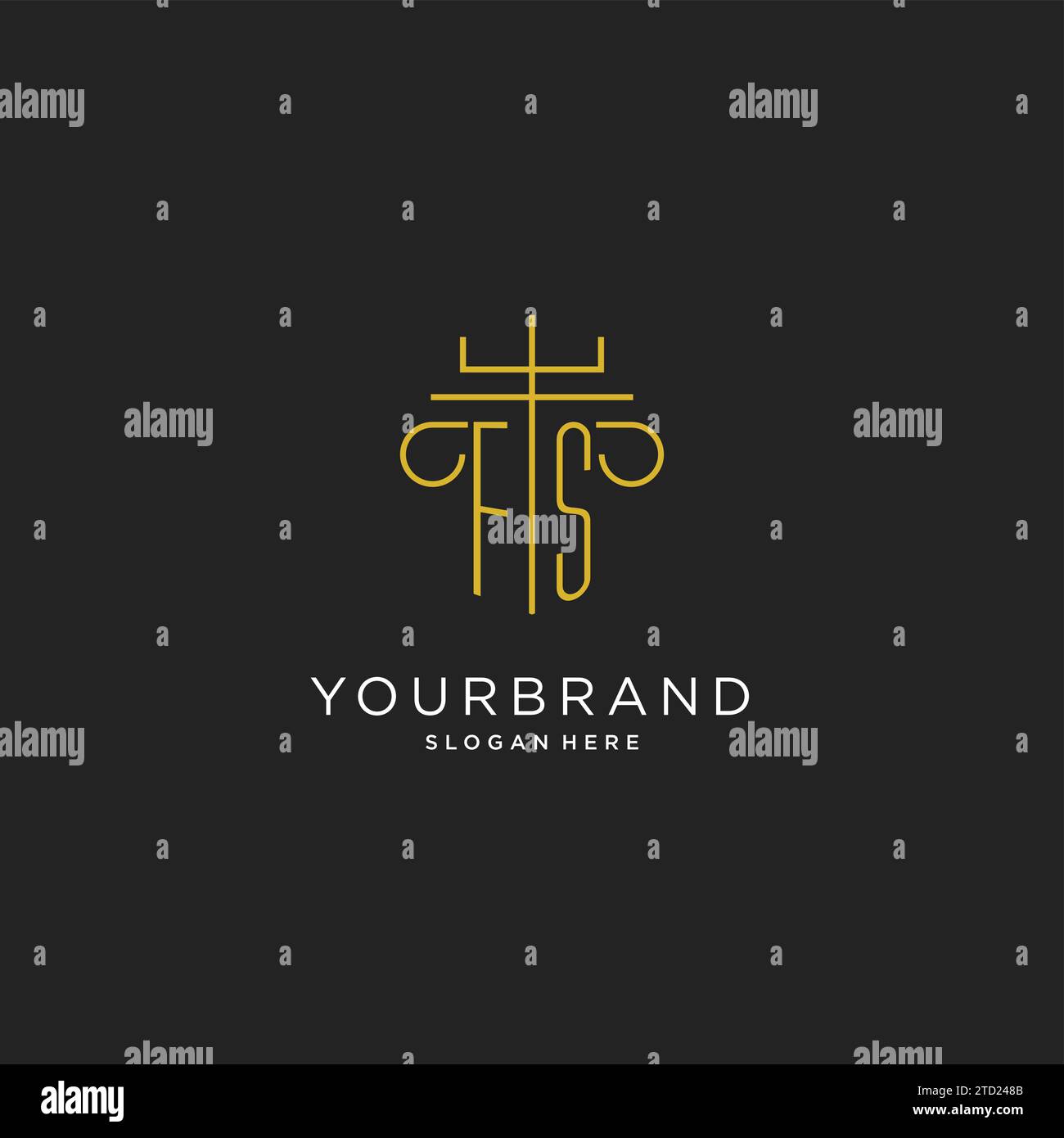 FS initial with monoline pillar logo style, luxury monogram logo design ...