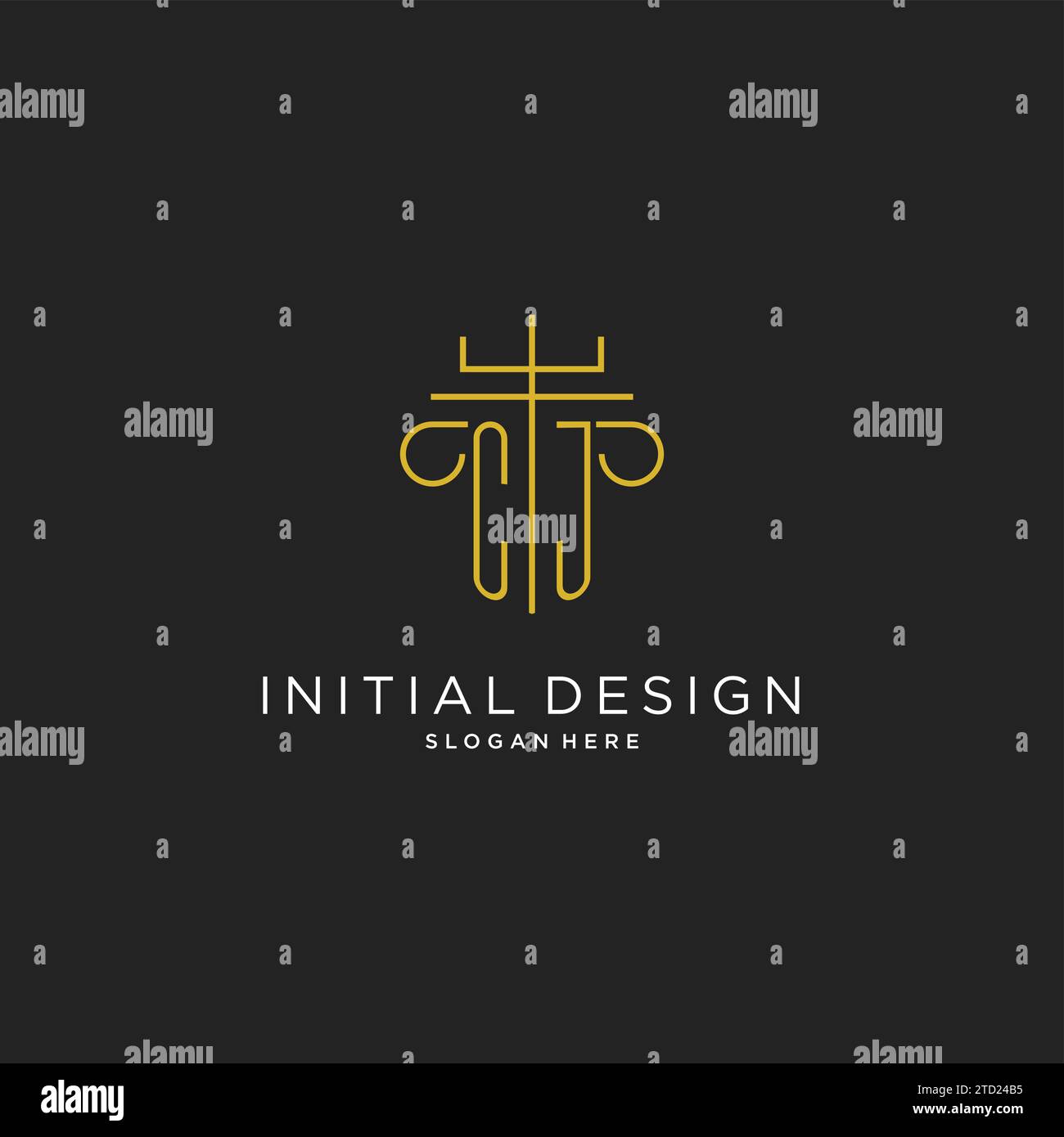 CJ initial with monoline pillar logo style, luxury monogram logo design ...
