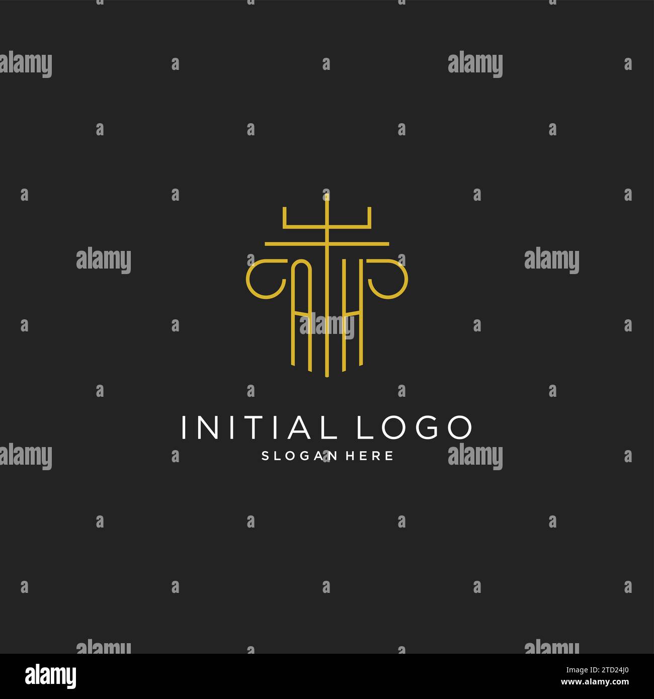 AH initial with monoline pillar logo style, luxury monogram logo design ...