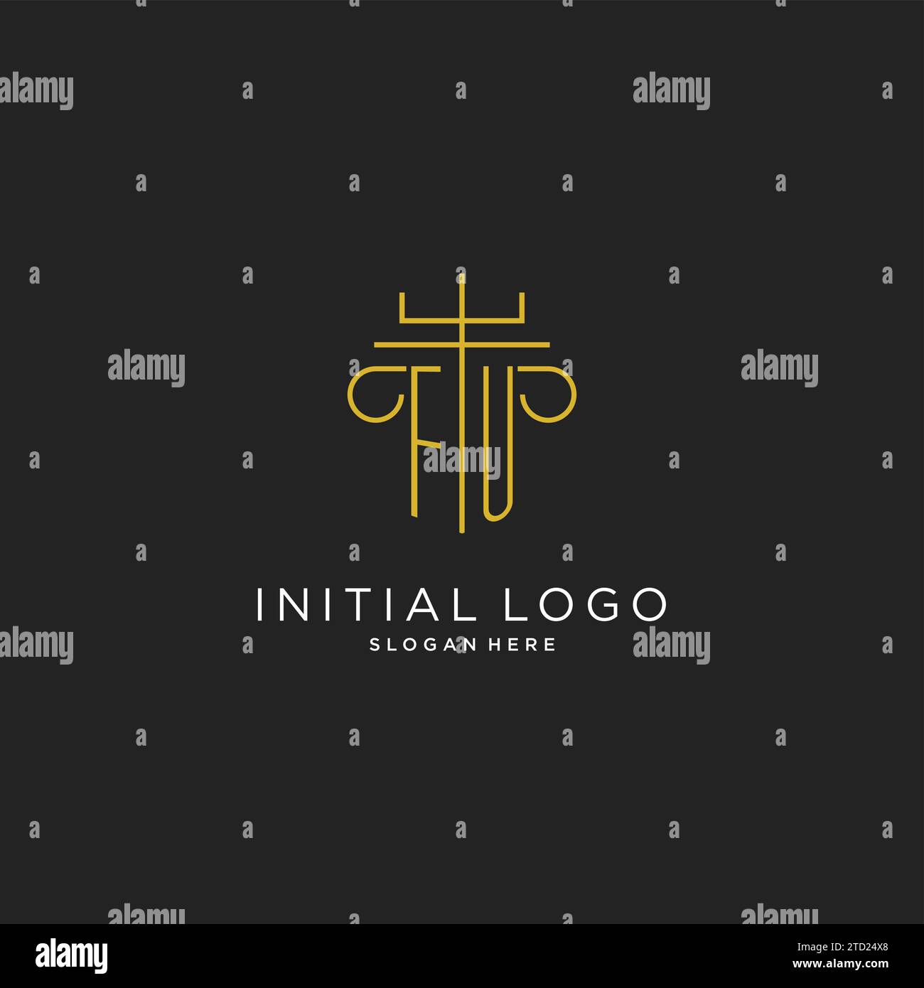 FU initial with monoline pillar logo style, luxury monogram logo design ...