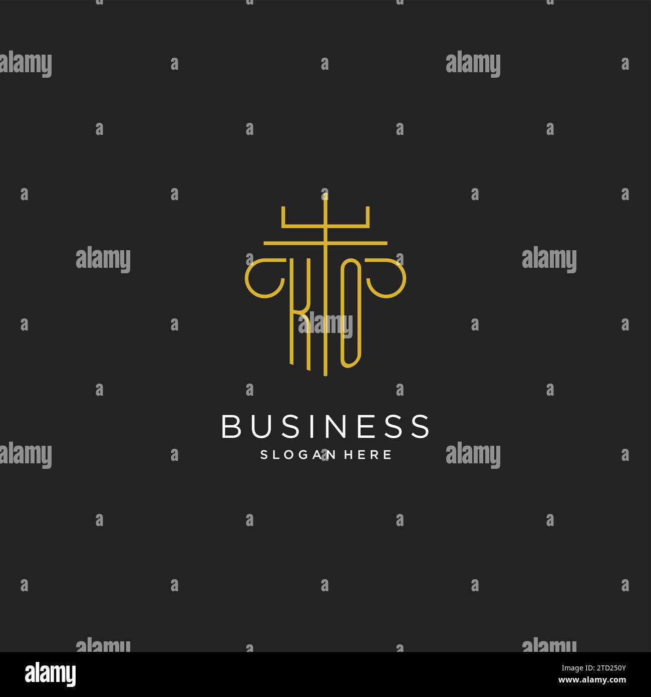 KO initial with monoline pillar logo style, luxury monogram logo design ...