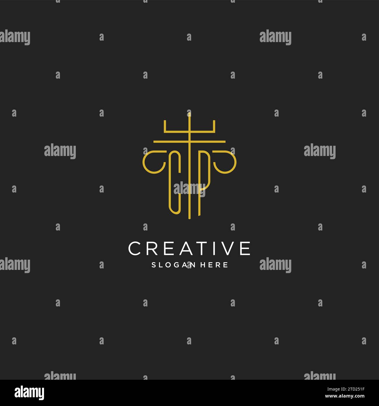 CP initial with monoline pillar logo style, luxury monogram logo design ...