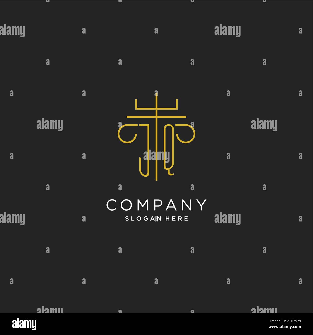 JQ initial with monoline pillar logo style, luxury monogram logo design ...