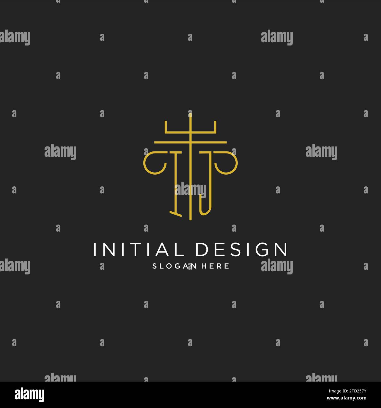 IJ initial with monoline pillar logo style, luxury monogram logo design for legal firm vector graphic Stock Vector