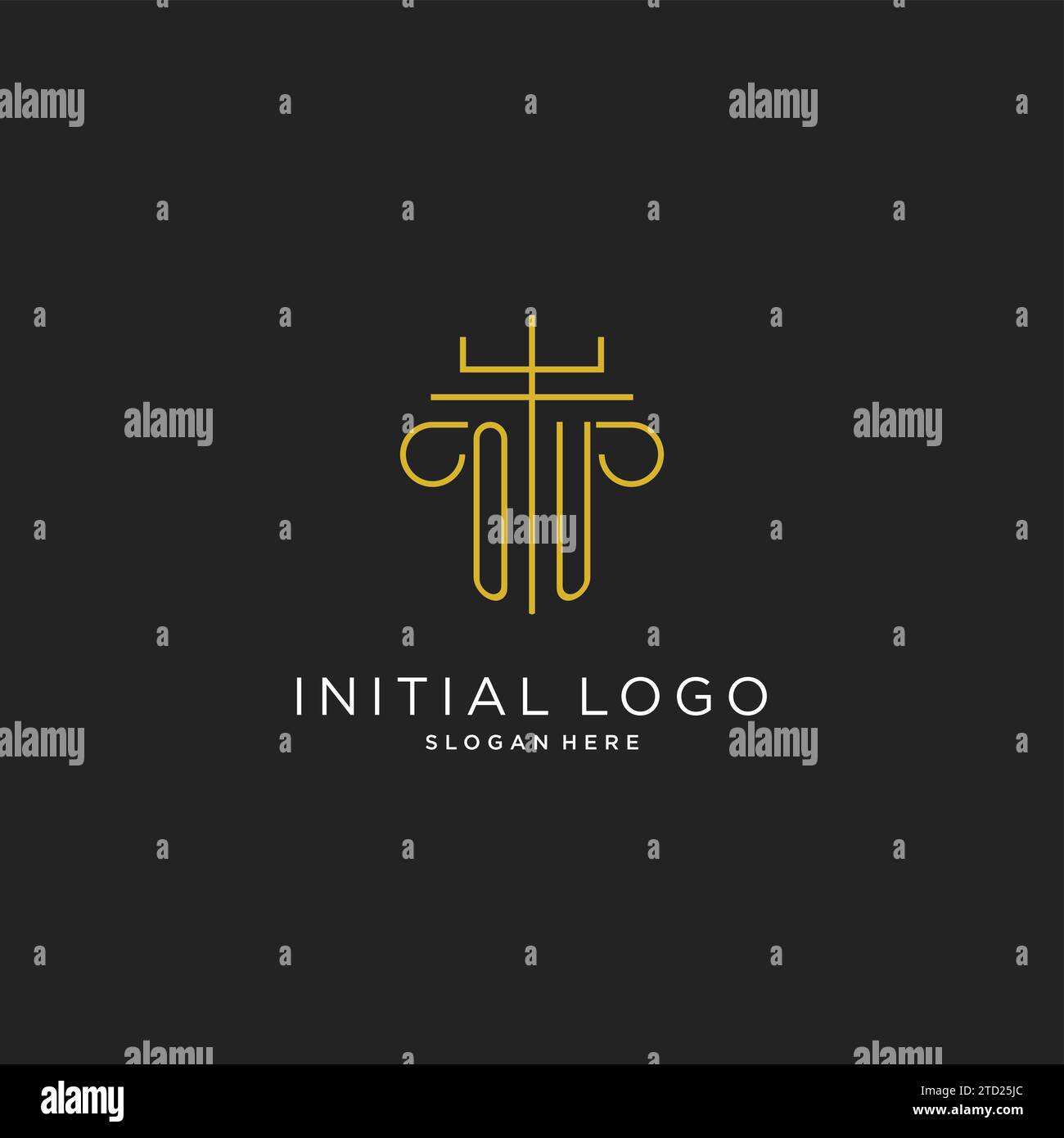 OU initial with monoline pillar logo style, luxury monogram logo design ...