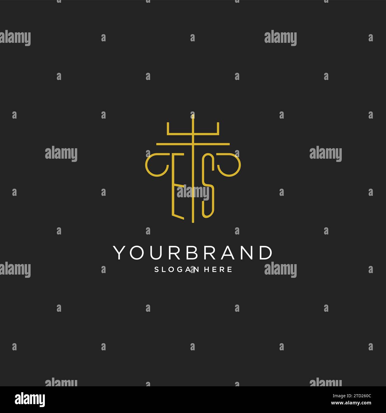 ES initial with monoline pillar logo style, luxury monogram logo design ...