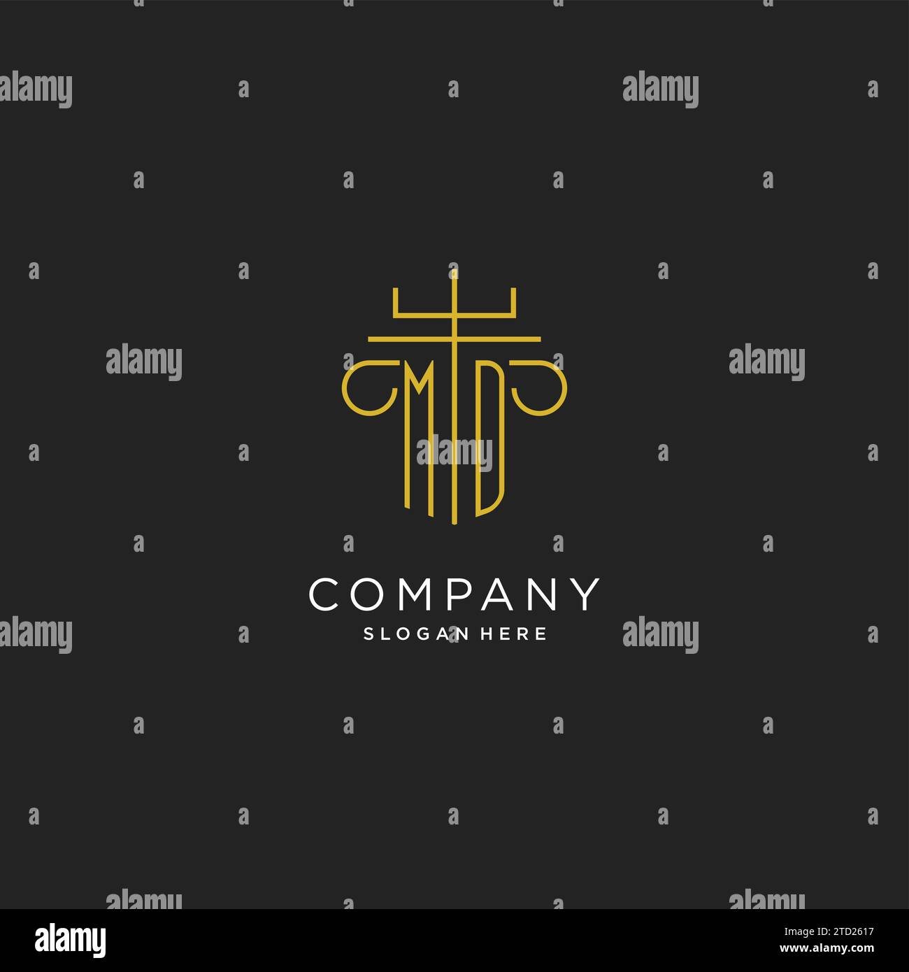MD initial with monoline pillar logo style, luxury monogram logo design ...