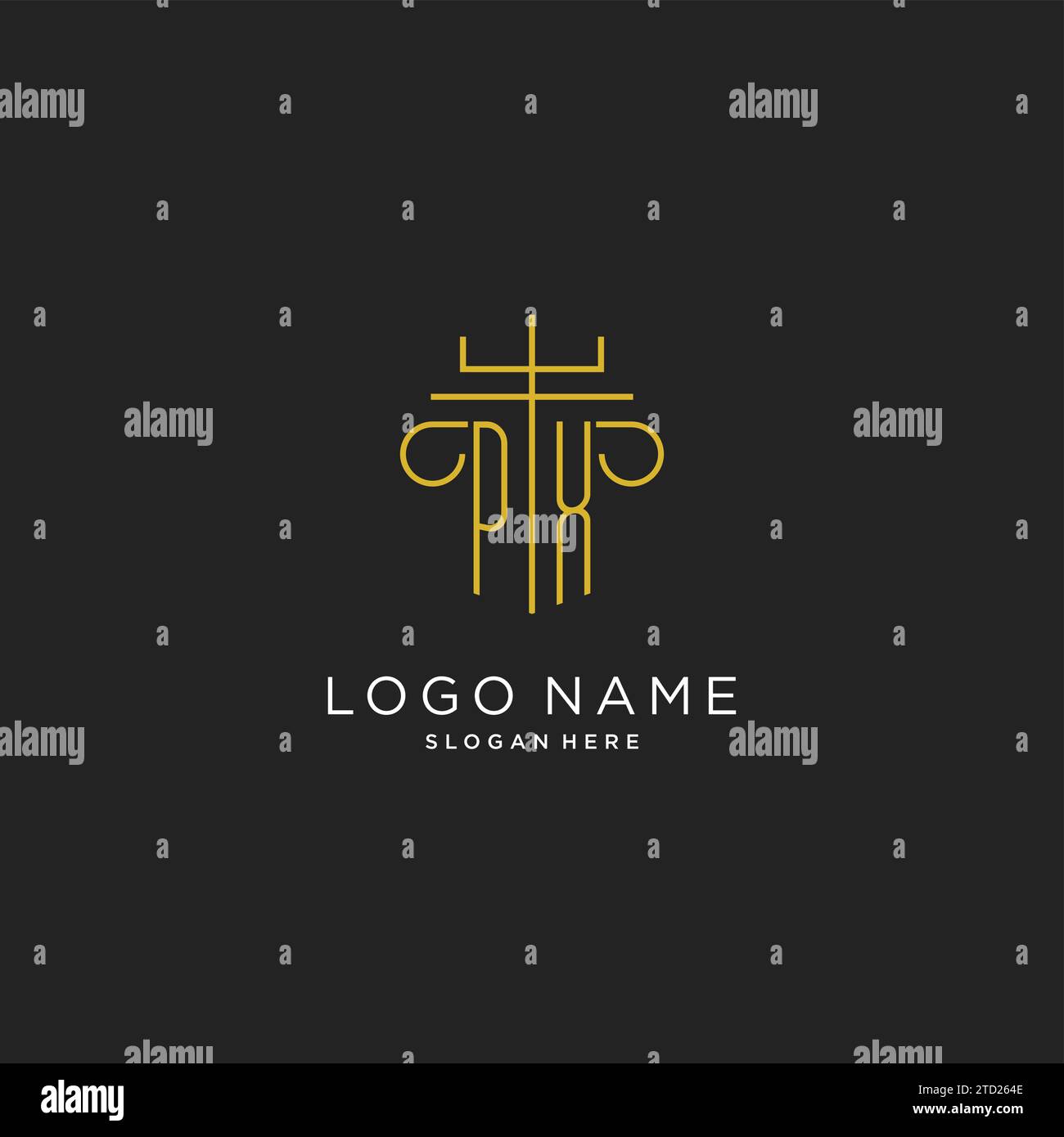 PX initial with monoline pillar logo style, luxury monogram logo design ...