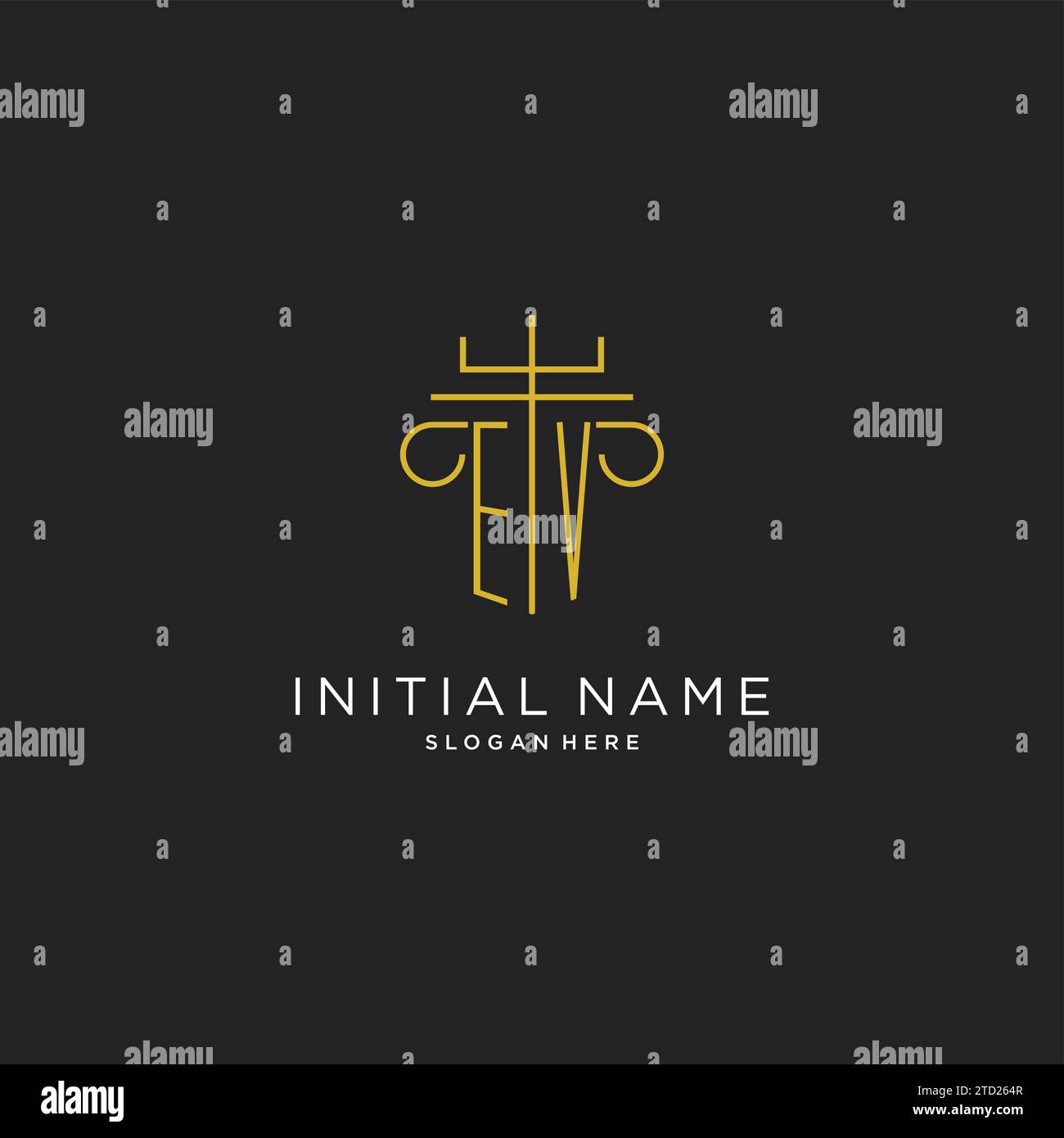 EV initial with monoline pillar logo style, luxury monogram logo design ...