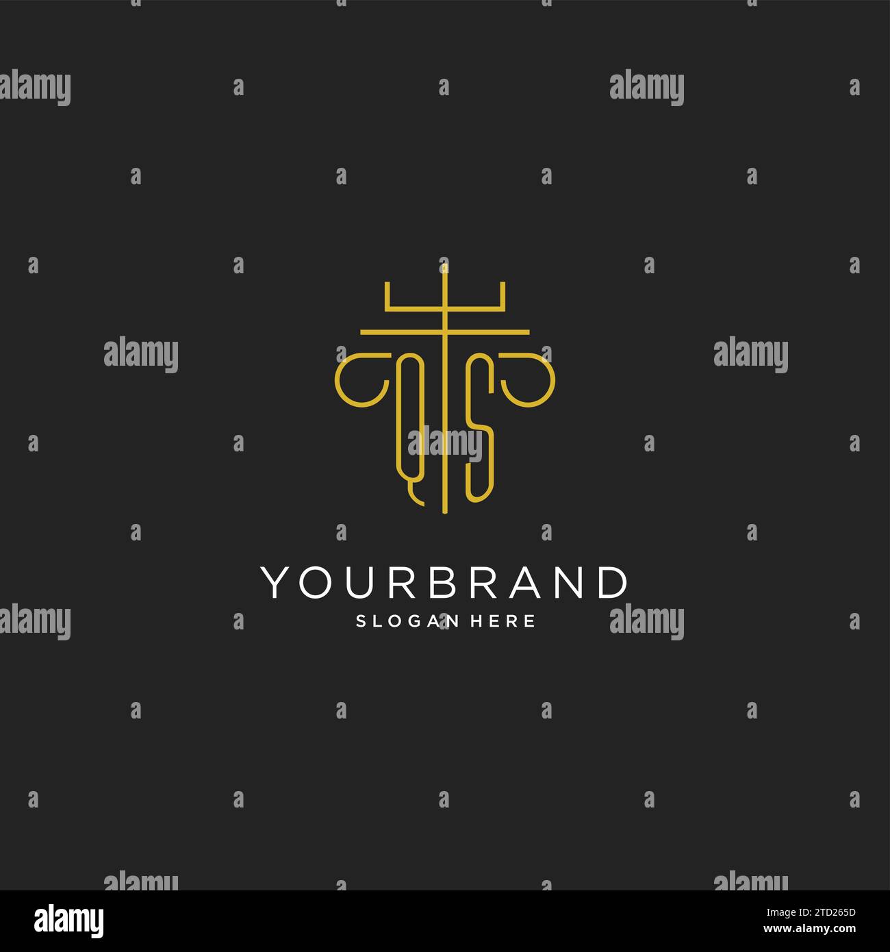 QS initial with monoline pillar logo style, luxury monogram logo design ...