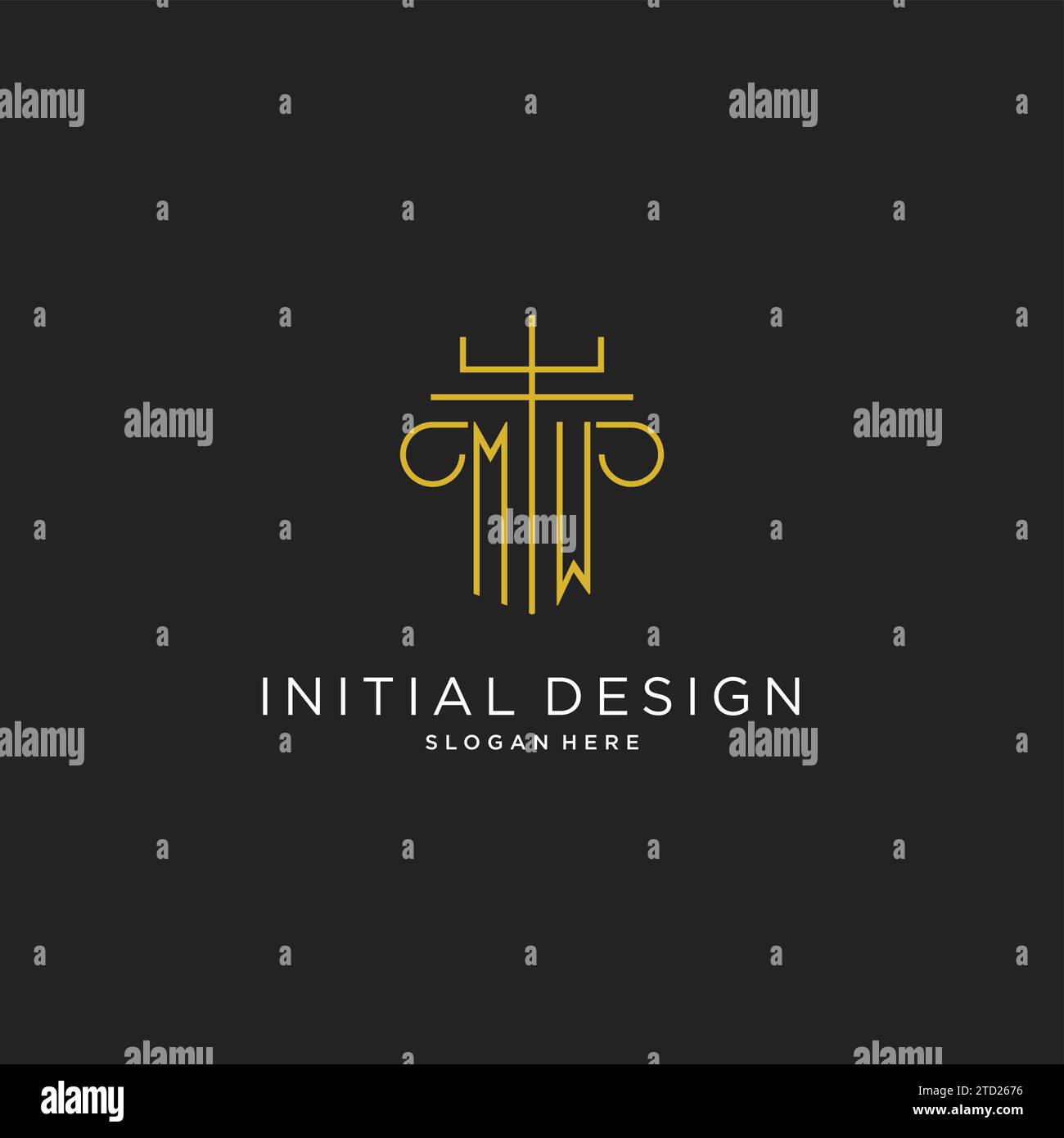 MW initial with monoline pillar logo style, luxury monogram logo design ...