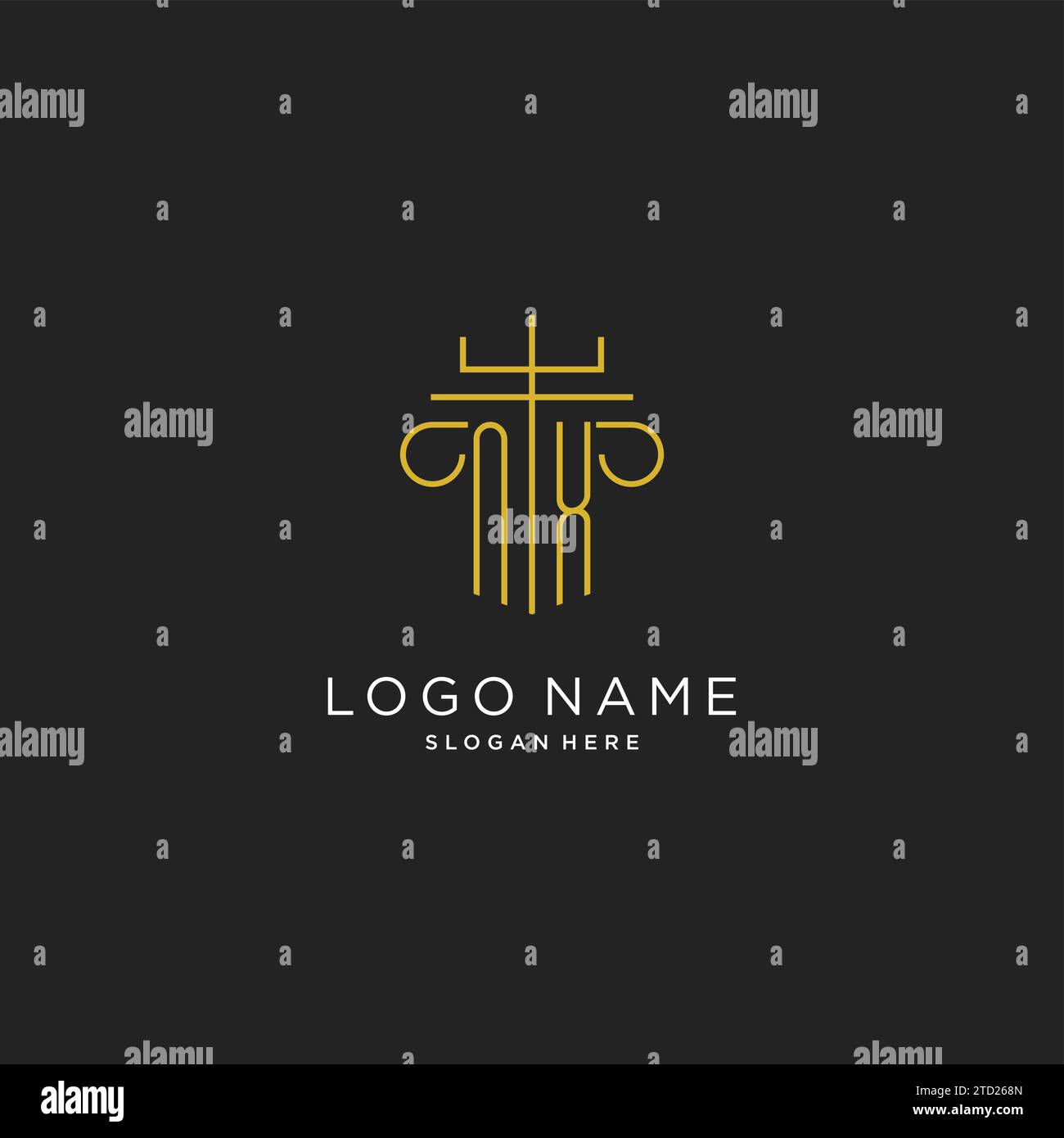 NX initial with monoline pillar logo style, luxury monogram logo design ...