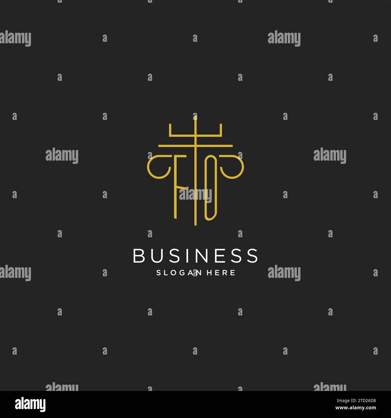 FO initial with monoline pillar logo style, luxury monogram logo design ...