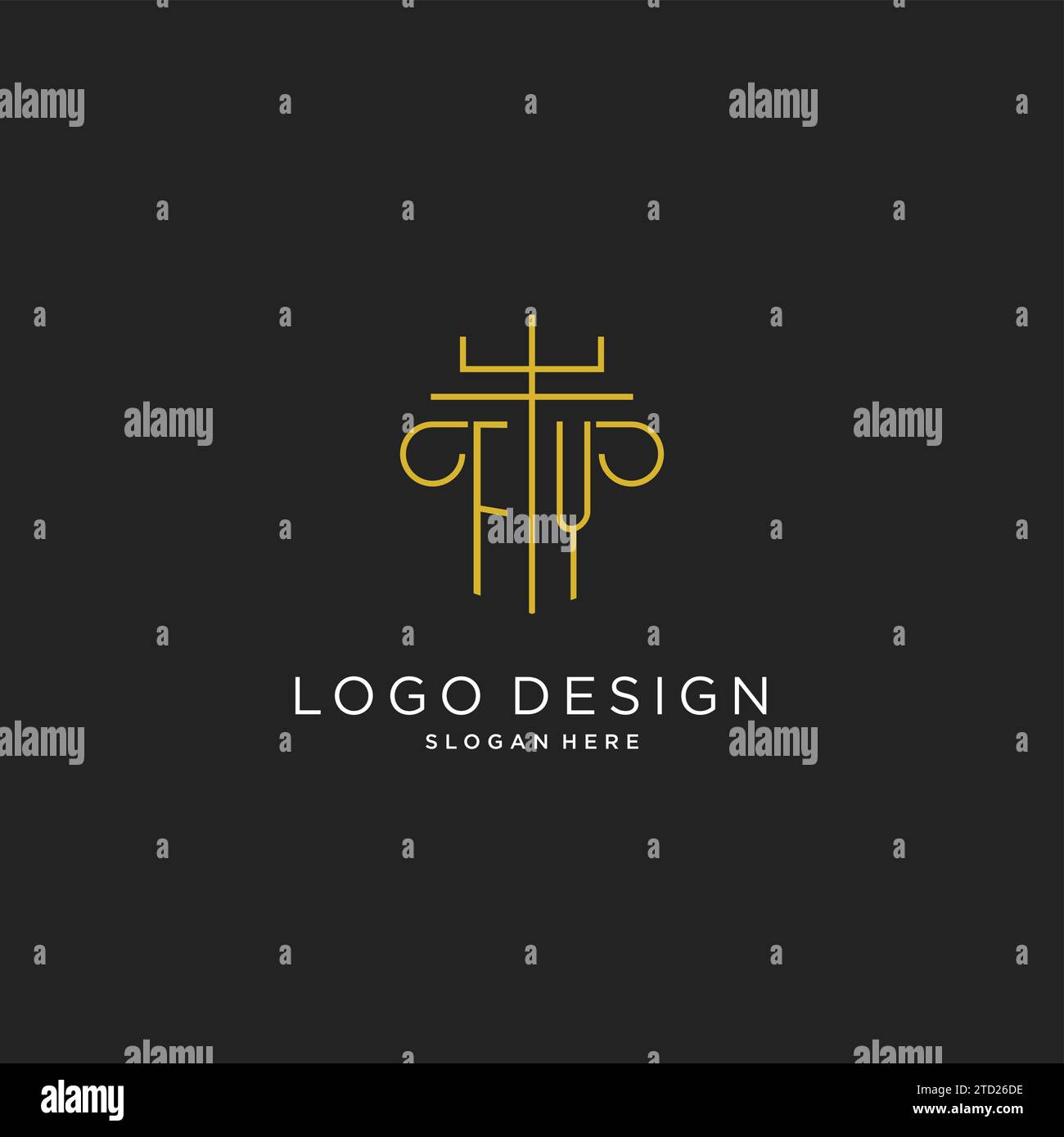 FY initial with monoline pillar logo style, luxury monogram logo design ...