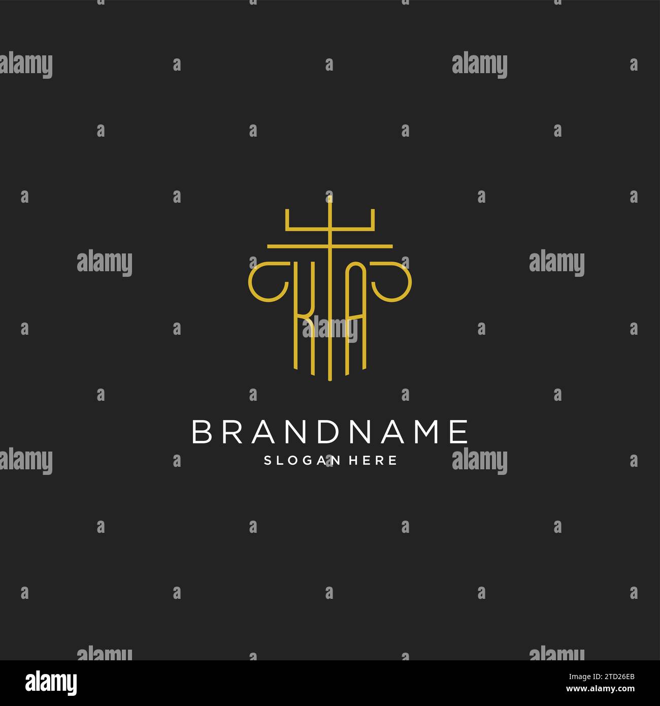 KA initial with monoline pillar logo style, luxury monogram logo design ...