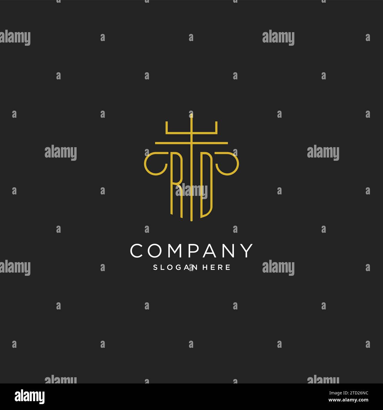 RD initial with monoline pillar logo style, luxury monogram logo design ...