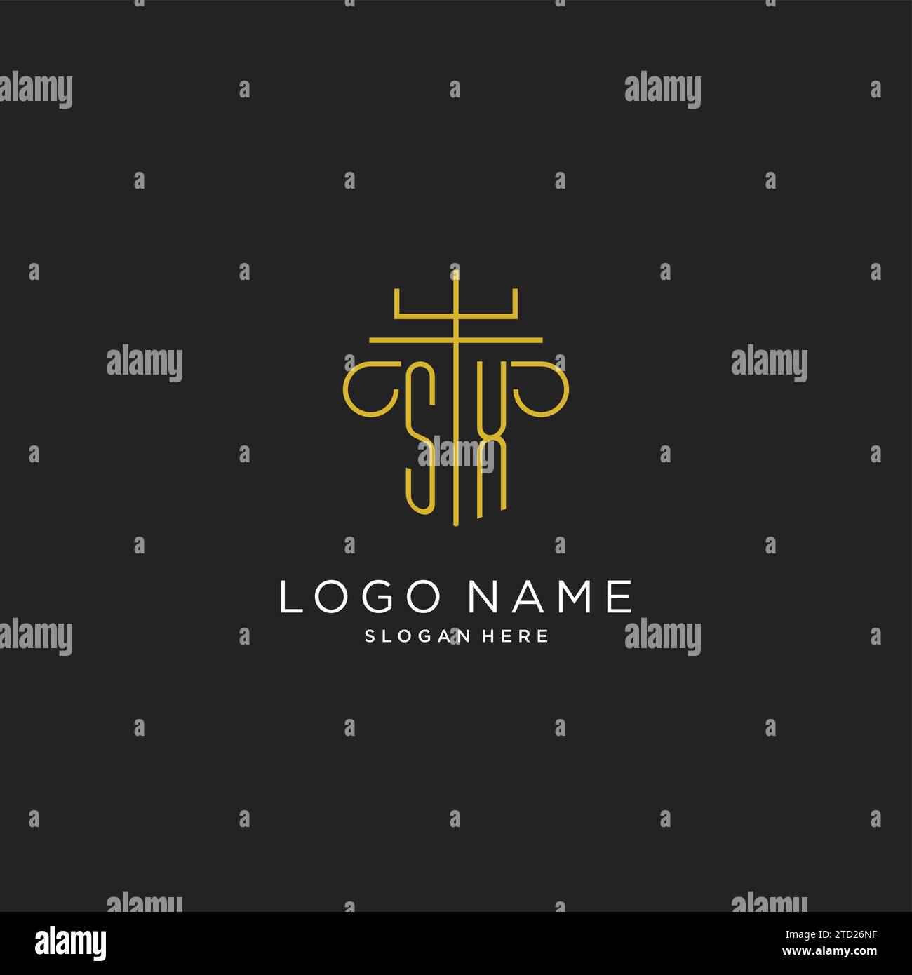 SX initial with monoline pillar logo style, luxury monogram logo design ...