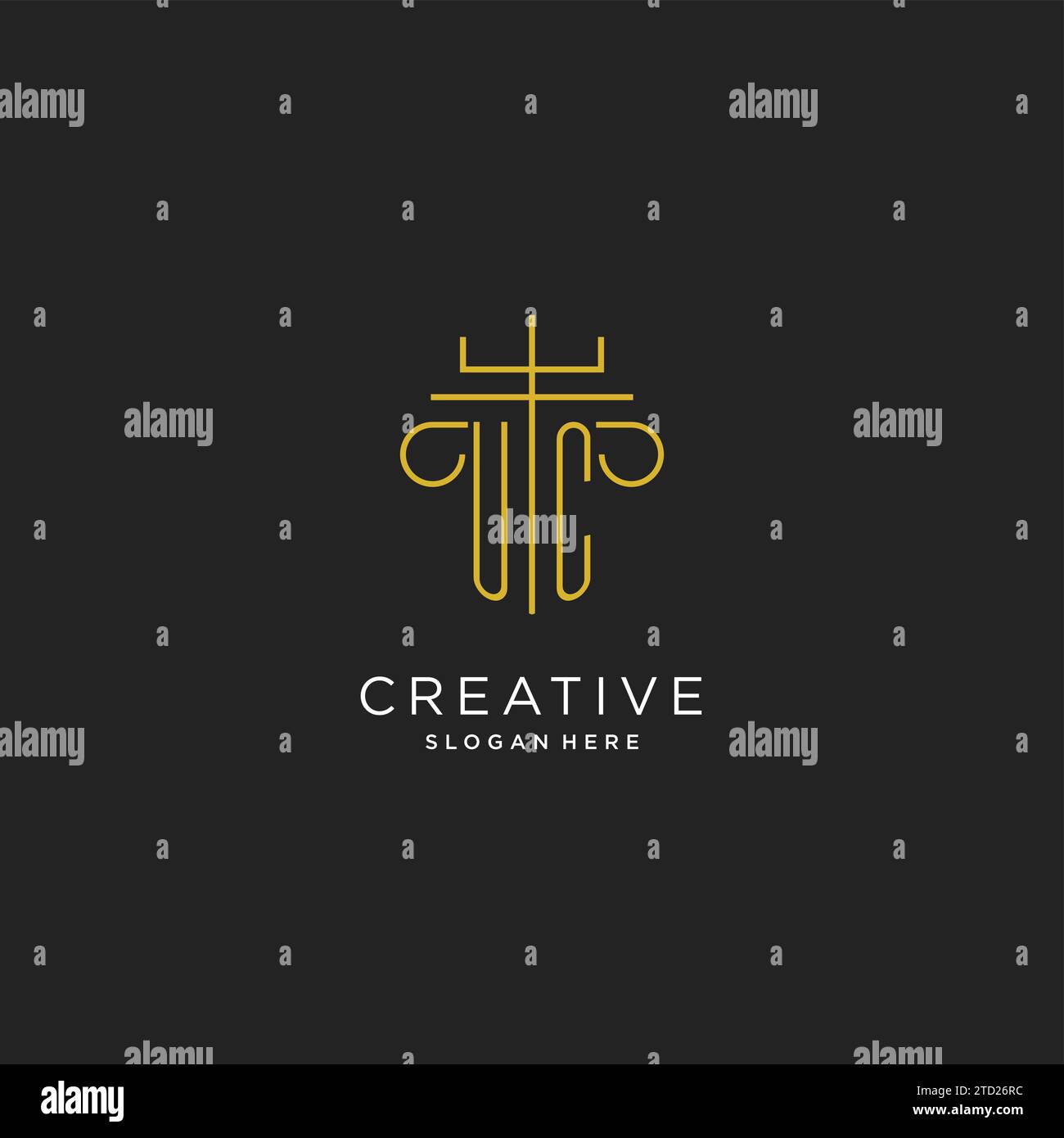 UC initial with monoline pillar logo style, luxury monogram logo design ...