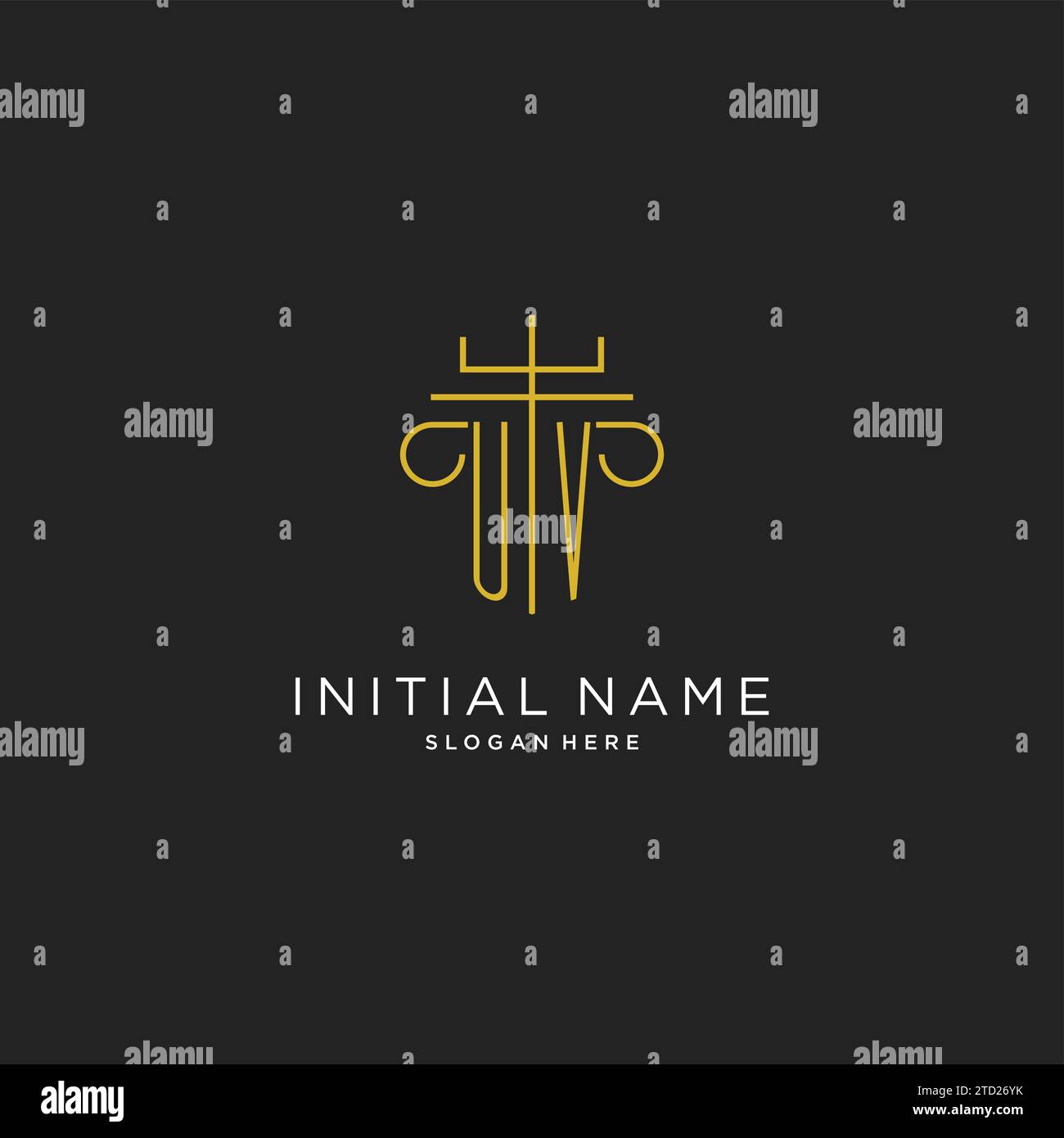UV initial with monoline pillar logo style, luxury monogram logo design ...