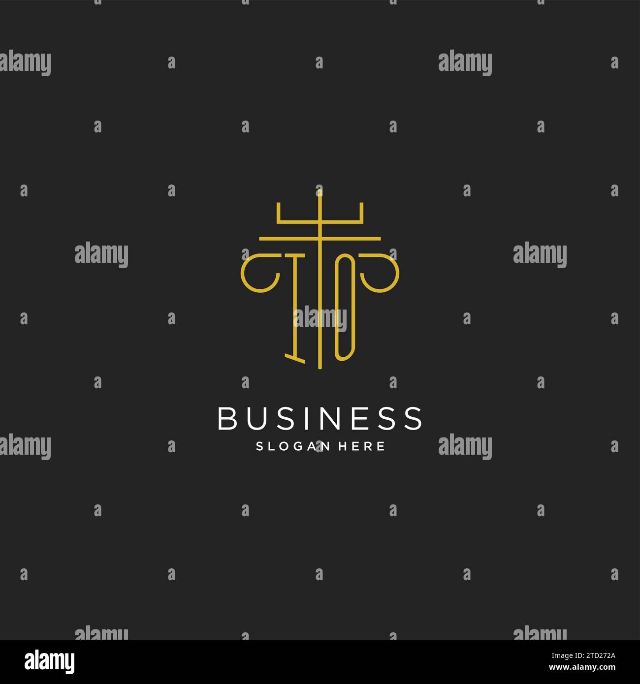 IO initial with monoline pillar logo style, luxury monogram logo design ...