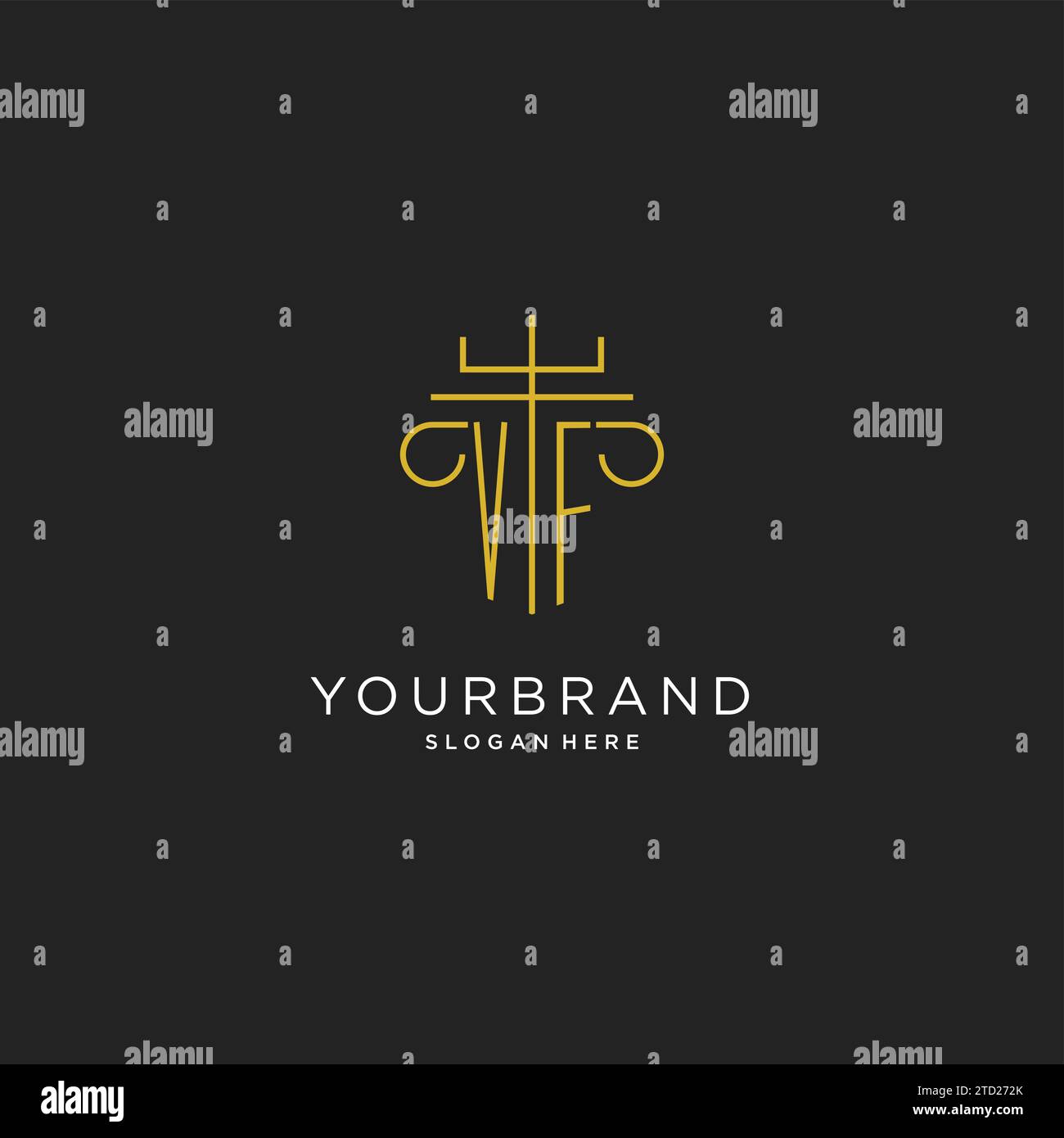 VF initial with monoline pillar logo style, luxury monogram logo design ...