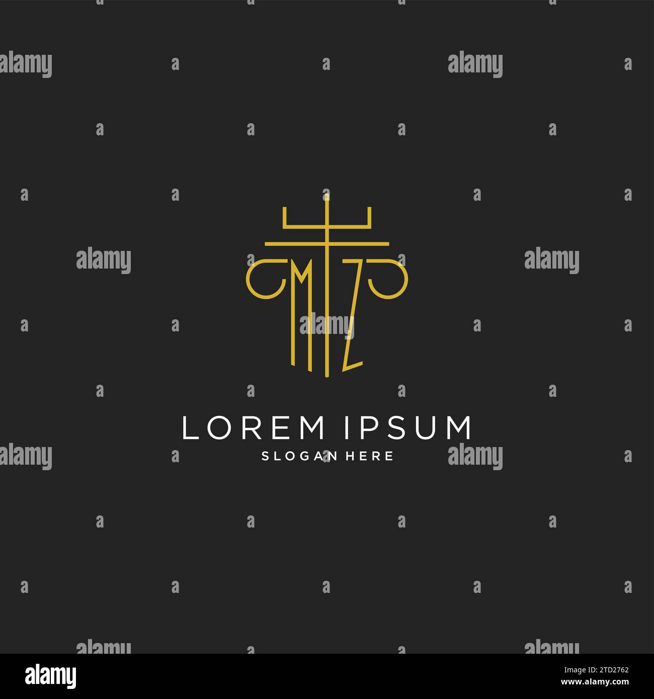 MZ initial with monoline pillar logo style, luxury monogram logo design ...