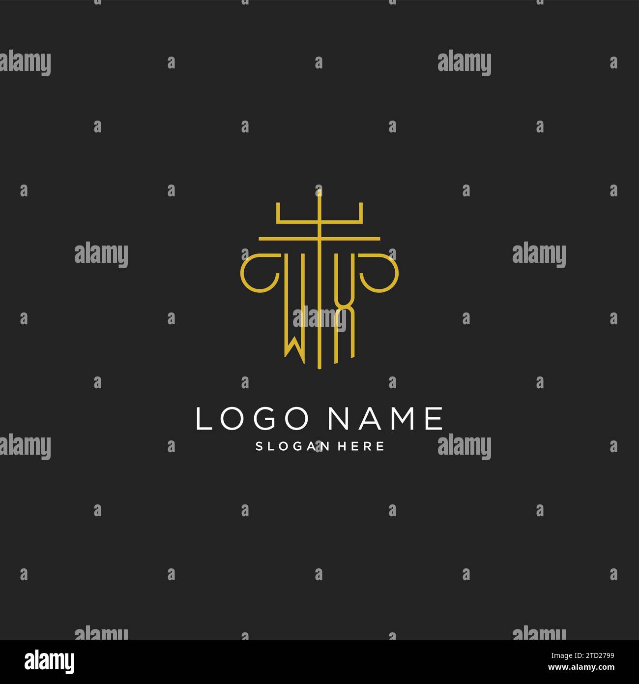 WX initial with monoline pillar logo style, luxury monogram logo design ...