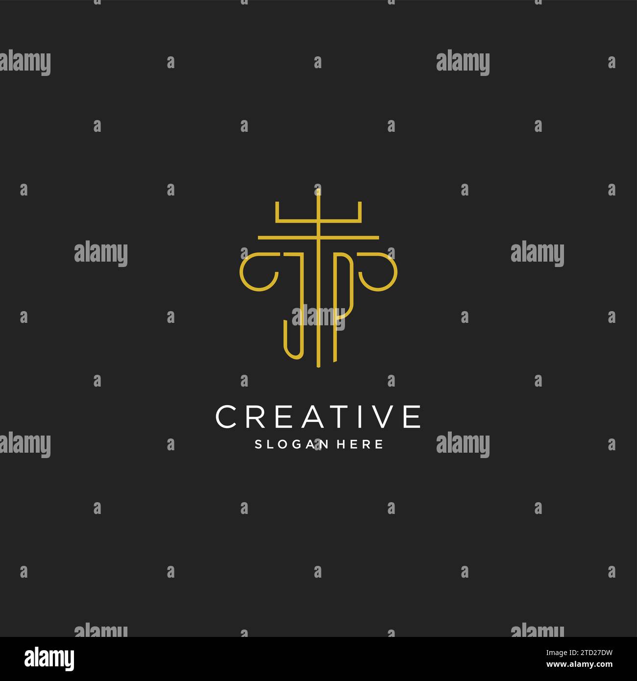 JP initial with monoline pillar logo style, luxury monogram logo design ...