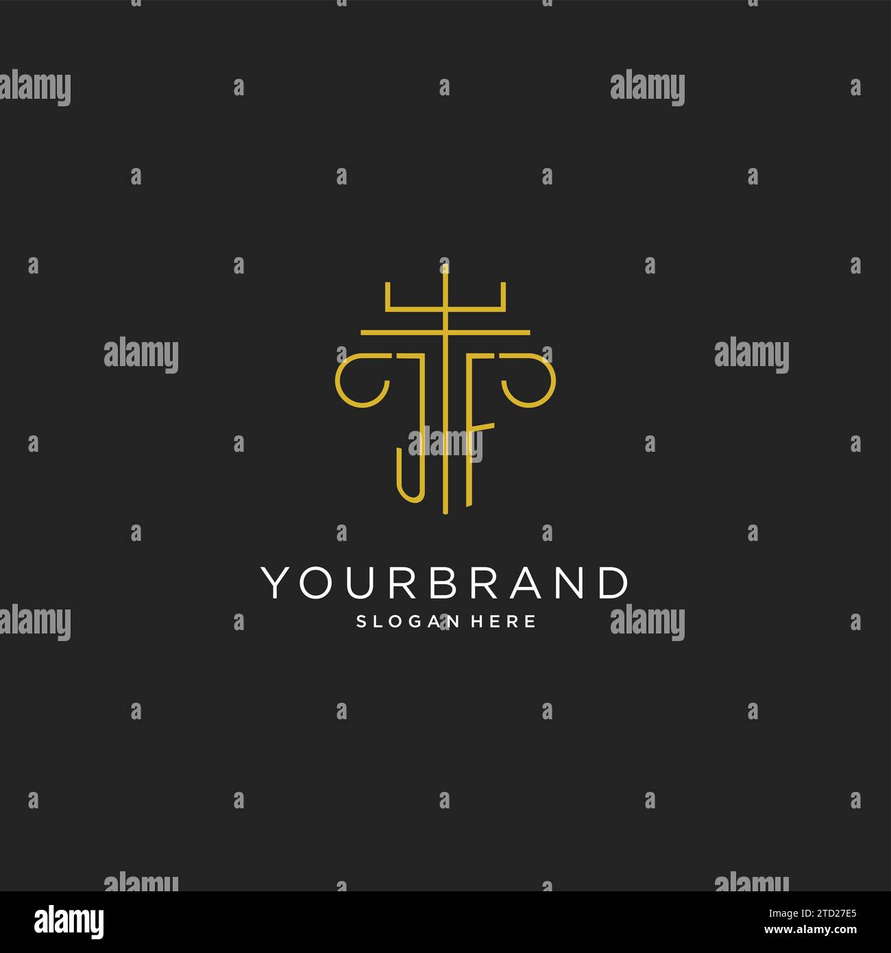 JF initial with monoline pillar logo style, luxury monogram logo design ...