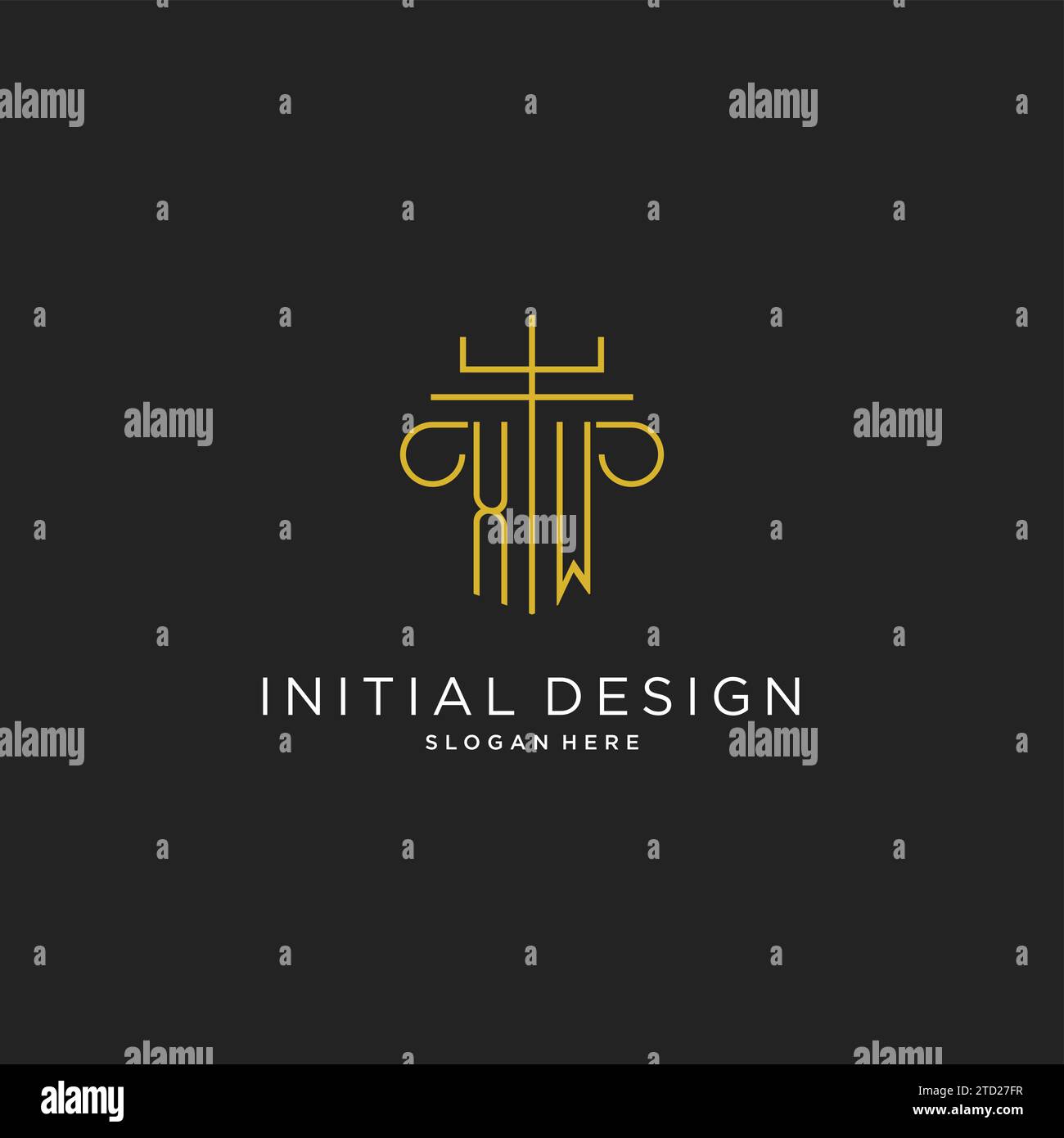 XW initial with monoline pillar logo style, luxury monogram logo design ...