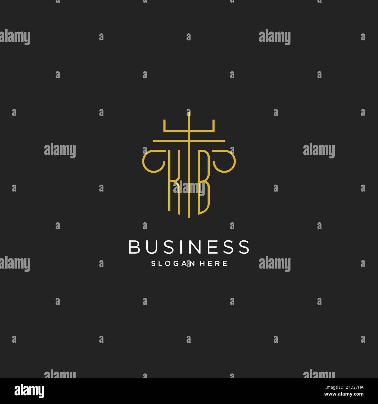 KB initial with monoline pillar logo style, luxury monogram logo design ...