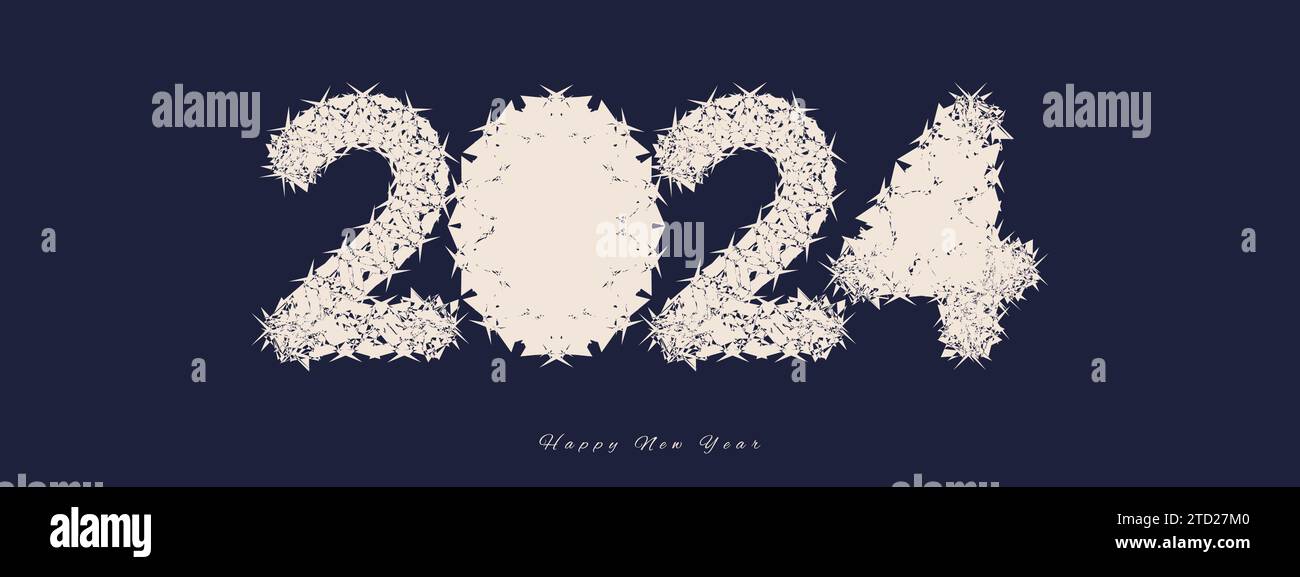 2024 New Year Number Design with Merry Christmas Concept Stock Vector