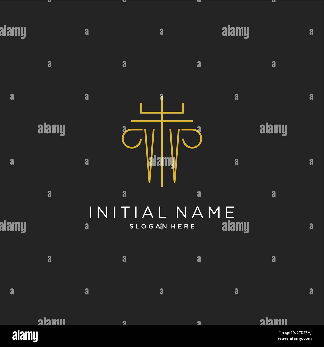 VV initial with monoline pillar logo style, luxury monogram logo design ...