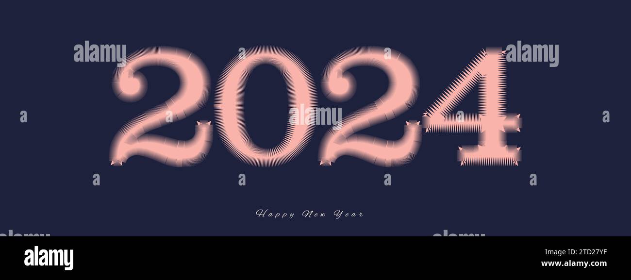 2024 New Year Number Design with Merry Christmas Concept Stock Vector
